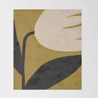 Abstract Flora - ochre black & white Throw Blanket Gallery Image 2