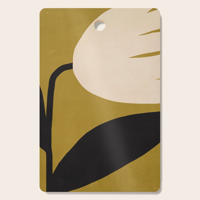 Abstract Flora - ochre black & white Cutting Board Gallery Image 1