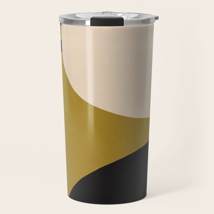 Abstract Flora - ochre black & white Travel Mug Gallery Image 1