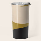 Abstract Flora - ochre black & white Travel Mug Gallery Image 2