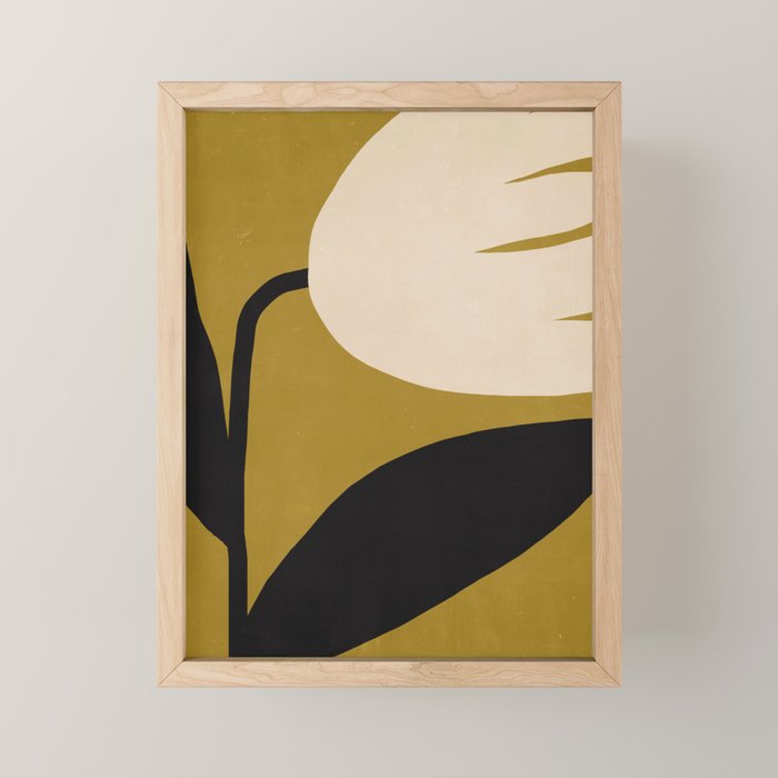 Abstract Flora - ochre black & white Mini Art Print Gallery Image 1