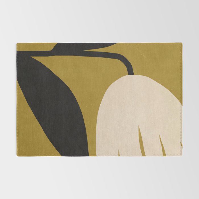 Abstract Flora - ochre black & white Rug Gallery Image 2