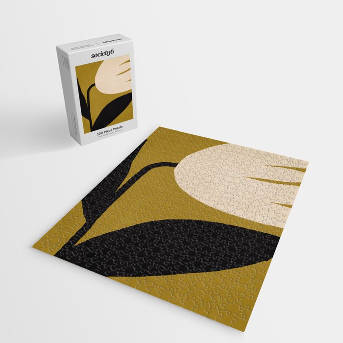 Abstract Flora - ochre black & white Jigsaw Puzzle Gallery Image 2