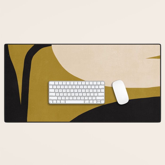 Abstract Flora - ochre black & white Desk Mat Gallery Image 1