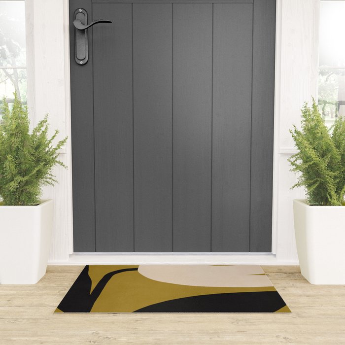 Abstract Flora - ochre black & white Welcome Mat Gallery Image 3