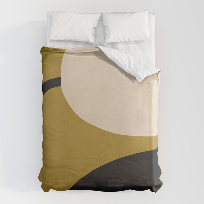 Abstract Flora - ochre black & white Duvet Cover Gallery Image 1