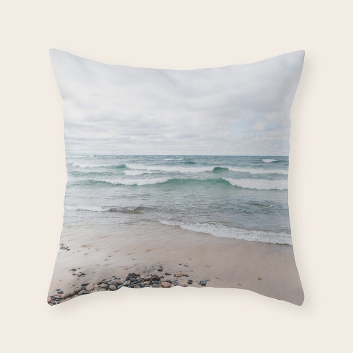 Waves on Lake Superior Throw Pillow Gallery Image 1