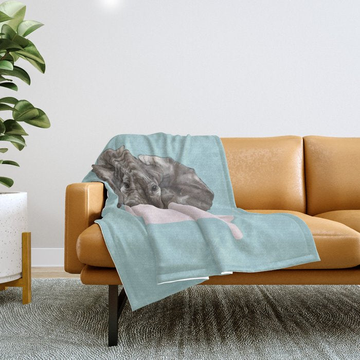 Baby Elephant in Bathtub Throw Blanket Gallery Image 1