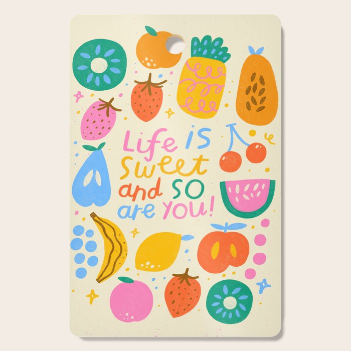 Fun Rainbow Fruit Quote  Cutting Board Gallery Image 1