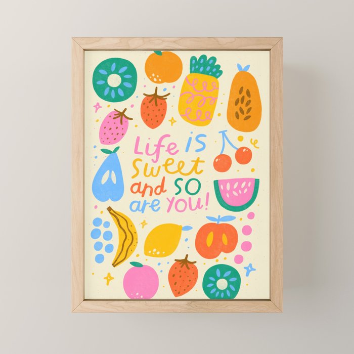 Fun Rainbow Fruit Quote  Mini Art Print Gallery Image 1