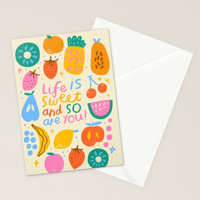 Fun Rainbow Fruit Quote  Stationery Card Gallery Image 2