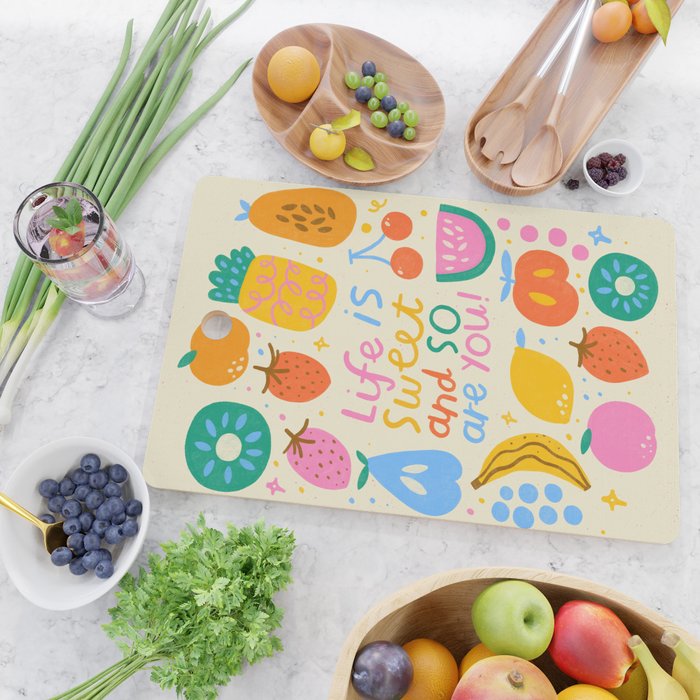 Fun Rainbow Fruit Quote  Cutting Board Gallery Image 2