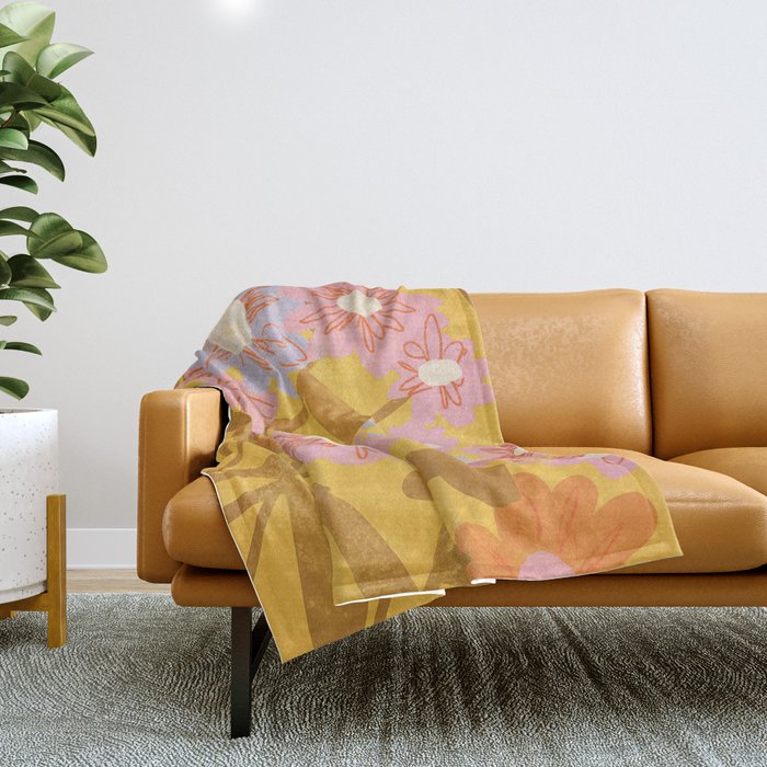 Floral 1968 Throw Blanket Gallery Image 1