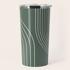 Geometric Lines in Sage Green 5 (Rainbow Abstraction) Travel Mug Gallery Image 1