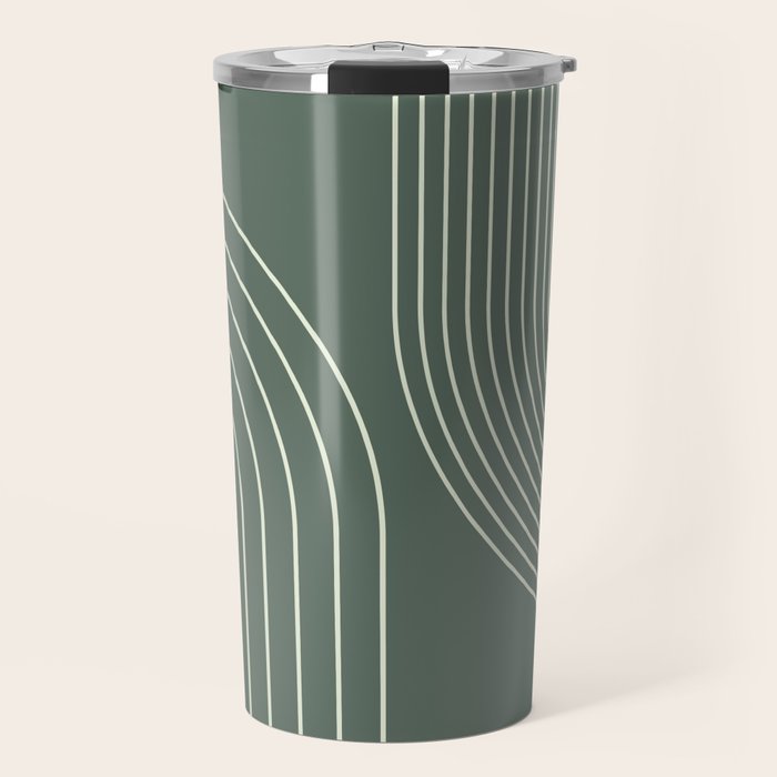 Geometric Lines in Sage Green 5 (Rainbow Abstraction) Travel Mug Gallery Image 1