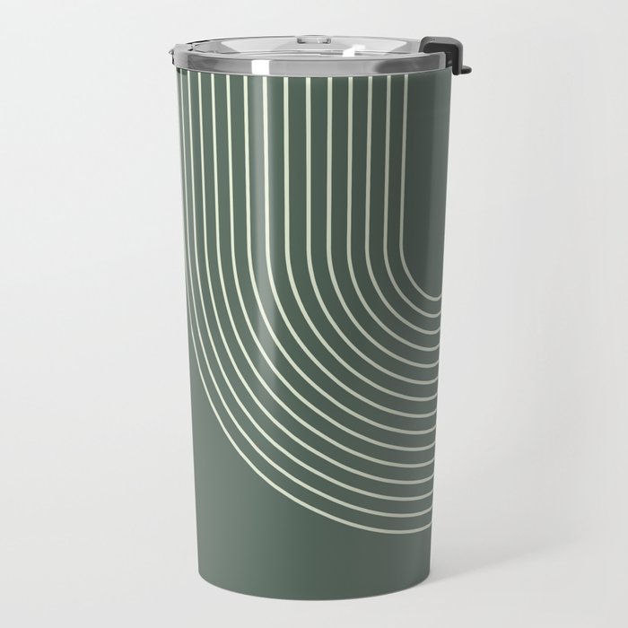Geometric Lines in Sage Green 5 (Rainbow Abstraction) Travel Mug Gallery Image 2