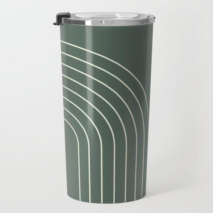 Geometric Lines in Sage Green 5 (Rainbow Abstraction) Travel Mug Gallery Image 3