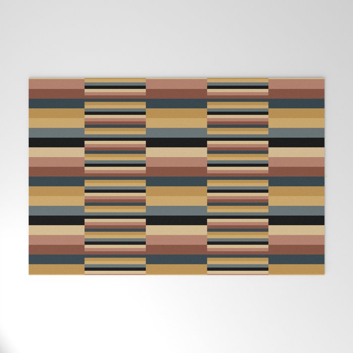 Mixed Stripes Pattern XXIV Bold Retro Welcome Mat Gallery Image 1
