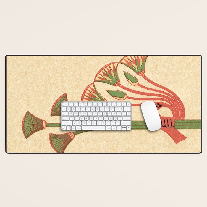 Egyptian Papyrus Plants and Lotus Flowers Desk Mat Gallery Image 1