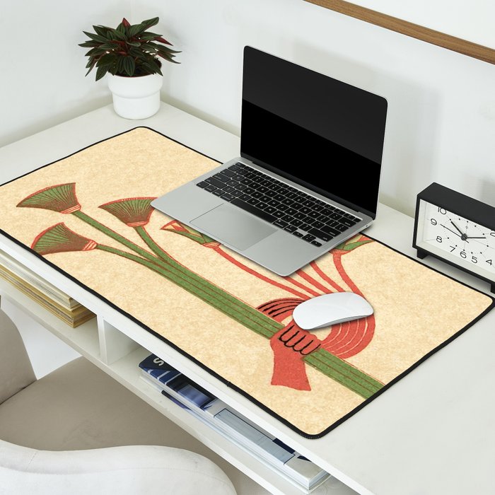 Egyptian Papyrus Plants and Lotus Flowers Desk Mat Gallery Image 2