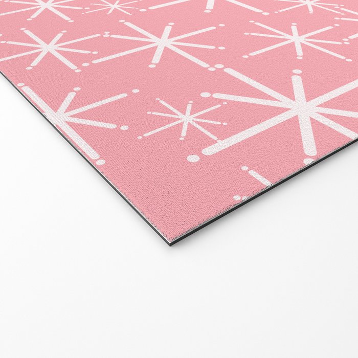 Mid Century Modern Twinkling Stars Retro Atomic Pattern in Pink Welcome Mat Gallery Image 2