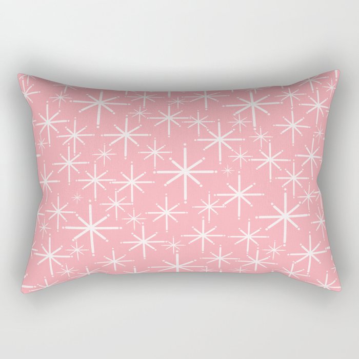 Mid Century Modern Twinkling Stars Retro Atomic Pattern in Pink Rectangular Pillow Gallery Image 2