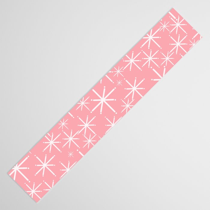 Mid Century Modern Twinkling Stars Retro Atomic Pattern in Pink Table Runner Gallery Image 3