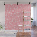 Mid Century Modern Twinkling Stars Retro Atomic Pattern in Pink Wall Mural Gallery Image 1