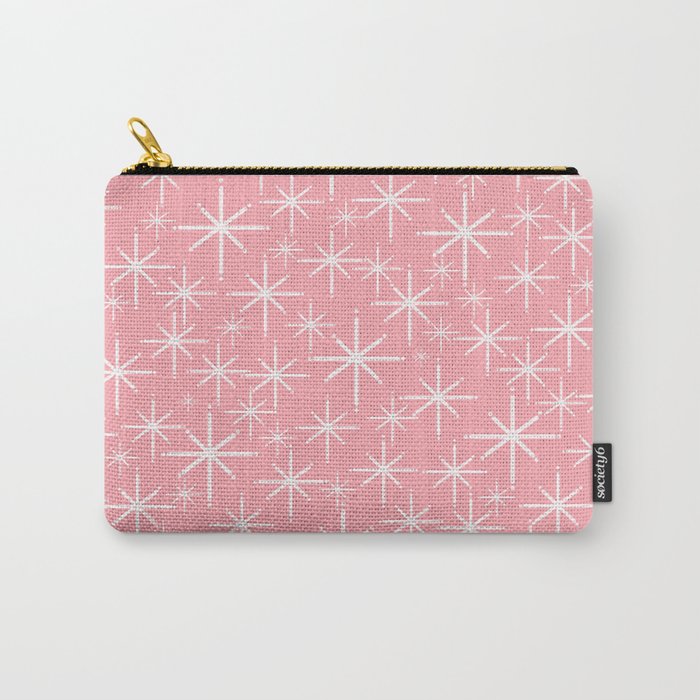 Mid Century Modern Twinkling Stars Retro Atomic Pattern in Pink Carry All Pouch Gallery Image 1