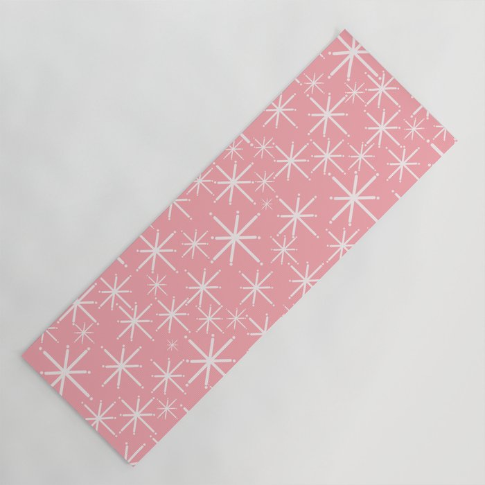 Mid Century Modern Twinkling Stars Retro Atomic Pattern in Pink Yoga Mat Gallery Image 1