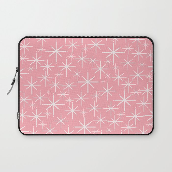 Mid Century Modern Twinkling Stars Retro Atomic Pattern in Pink Laptop Sleeve Gallery Image 1