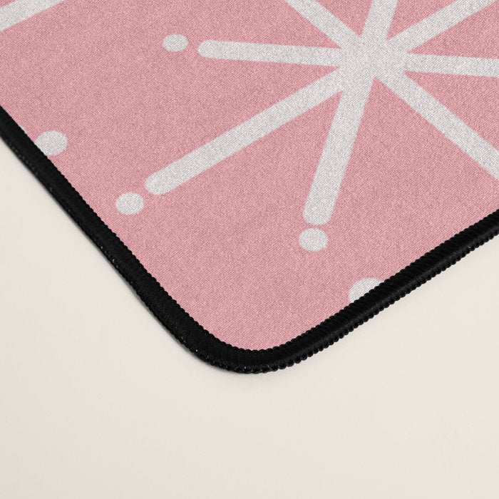 Mid Century Modern Twinkling Stars Retro Atomic Pattern in Pink Desk Mat Gallery Image 4