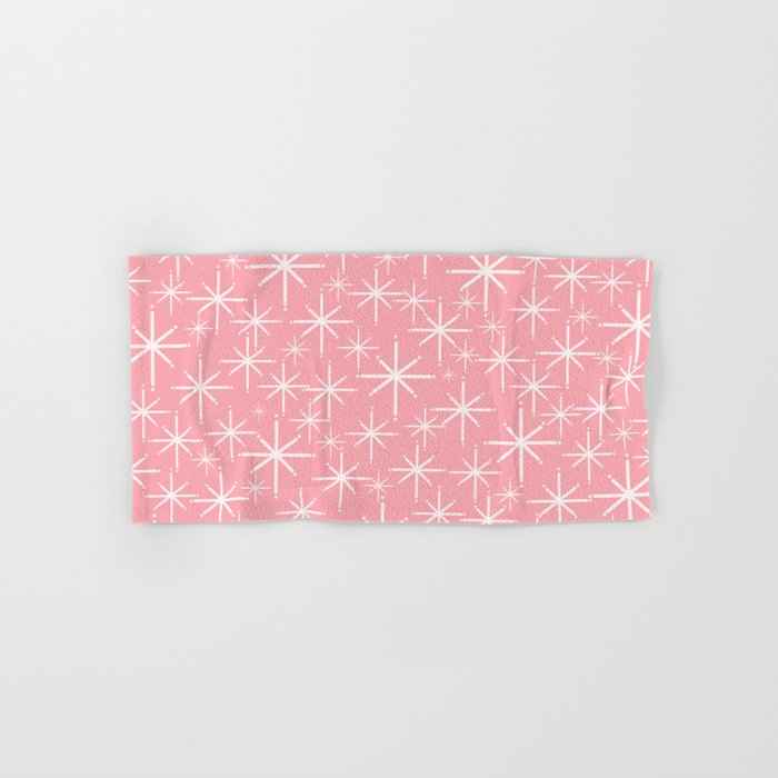 Mid Century Modern Twinkling Stars Retro Atomic Pattern in Pink Bath Towel Gallery Image 1