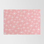 Mid Century Modern Twinkling Stars Retro Atomic Pattern in Pink Rug Gallery Image 2