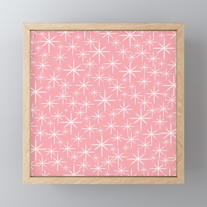 Mid Century Modern Twinkling Stars Retro Atomic Pattern in Pink Mini Art Print Gallery Image 1