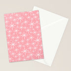 Mid Century Modern Twinkling Stars Retro Atomic Pattern in Pink Stationery Card Gallery Image 2