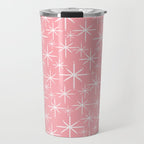 Mid Century Modern Twinkling Stars Retro Atomic Pattern in Pink Travel Mug Gallery Image 1