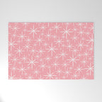 Mid Century Modern Twinkling Stars Retro Atomic Pattern in Pink Welcome Mat Gallery Image 1
