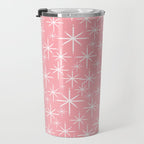 Mid Century Modern Twinkling Stars Retro Atomic Pattern in Pink Travel Mug Gallery Image 3
