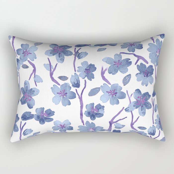 Blue Flowers 4 Rectangular Pillow Gallery Image 1
