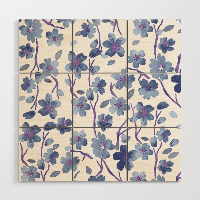 Blue Flowers 4 Wood Wall Art Gallery Image 1