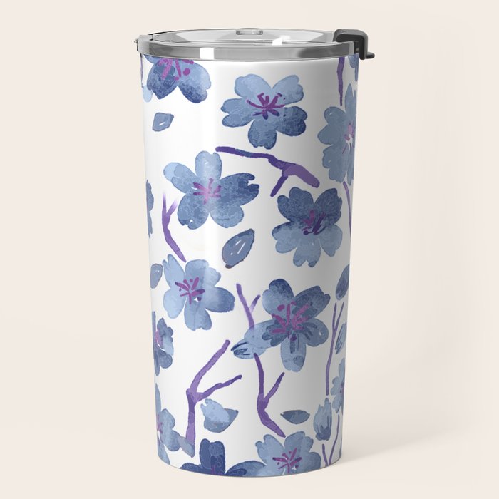 Blue Flowers 4 Travel Mug Gallery Image 2