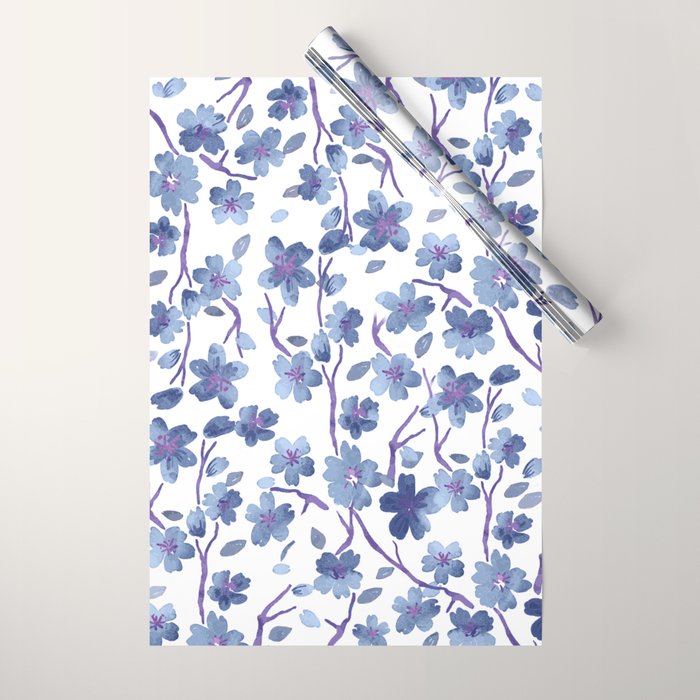 Blue Flowers 4 Wrapping Paper Gallery Image 1