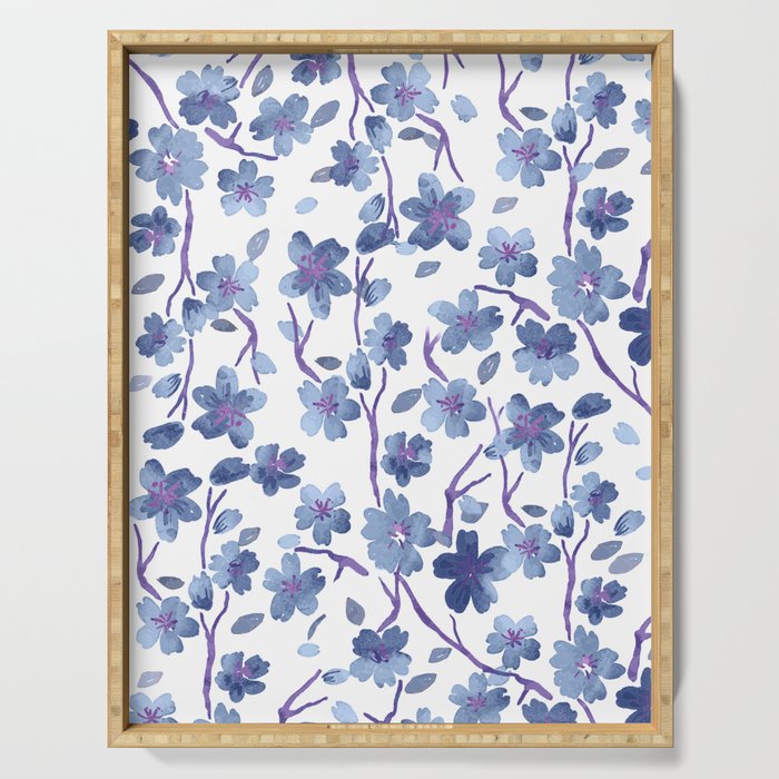 Blue Flowers 4 Serving Tray Gallery Image 1