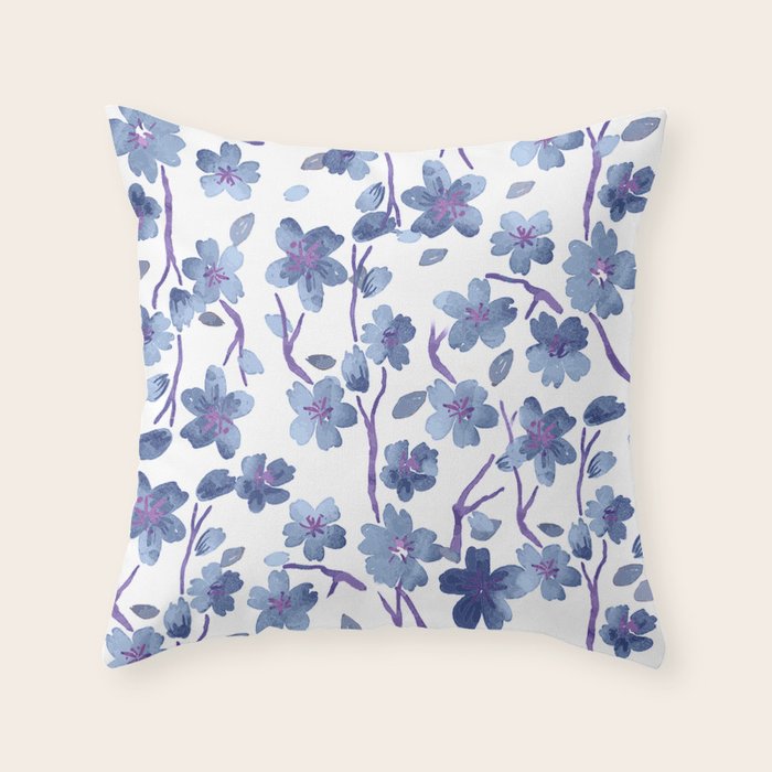 Blue Flowers 4 Throw Pillow Gallery Image 6