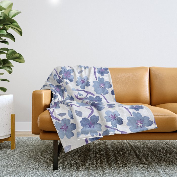 Blue Flowers 4 Throw Blanket Gallery Image 1