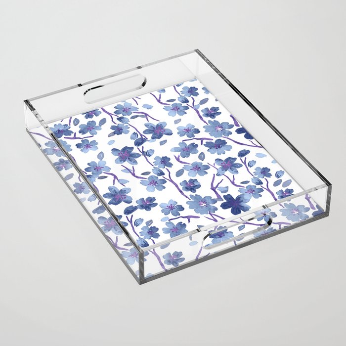 Blue Flowers 4 Acrylic Tray Gallery Image 1