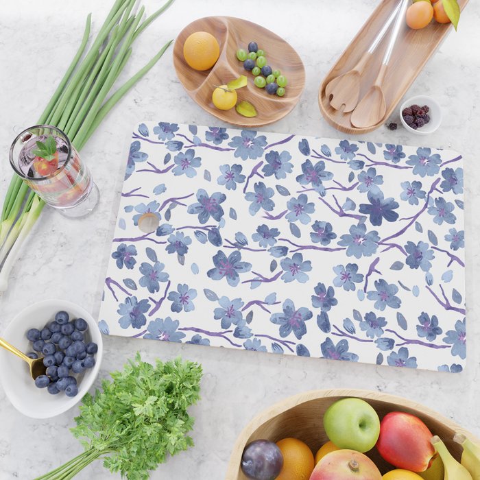 Blue Flowers 4 Cutting Board Gallery Image 2