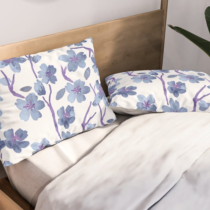 Blue Flowers 4 Pillow Sham Gallery Image 2