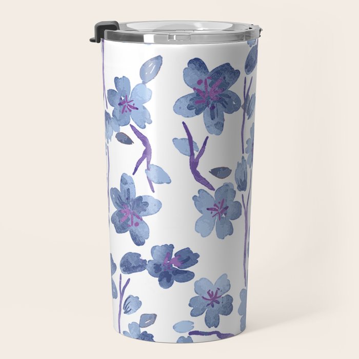 Blue Flowers 4 Travel Mug Gallery Image 3